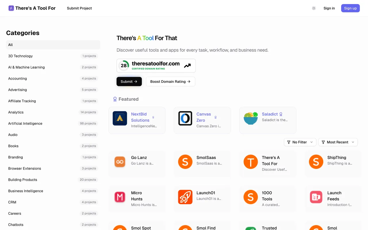 There's A Tool For homepage