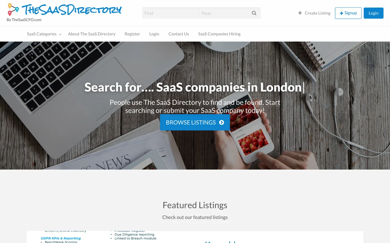 TheSaaSDirectory homepage