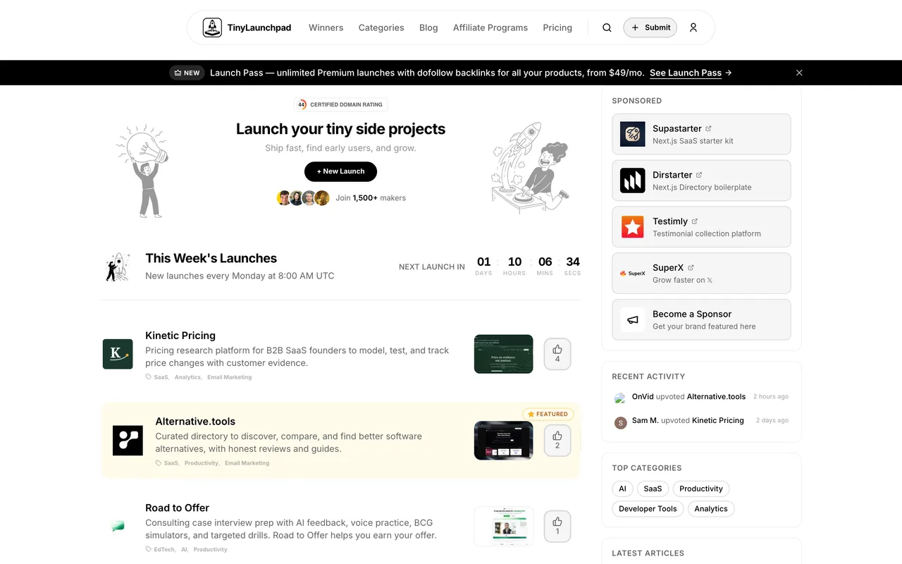 TinyLaunchpad homepage