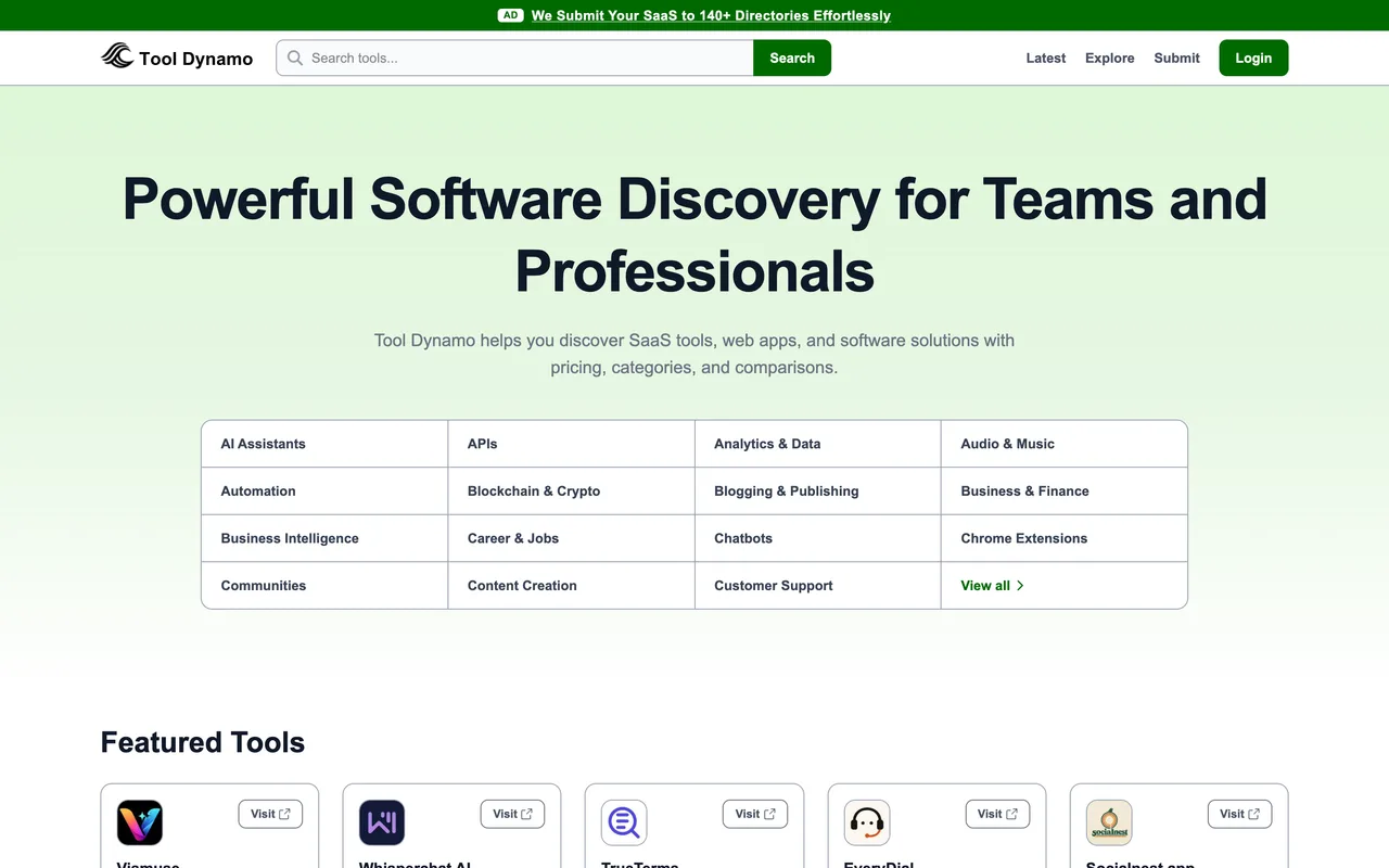 Tool Dynamo homepage