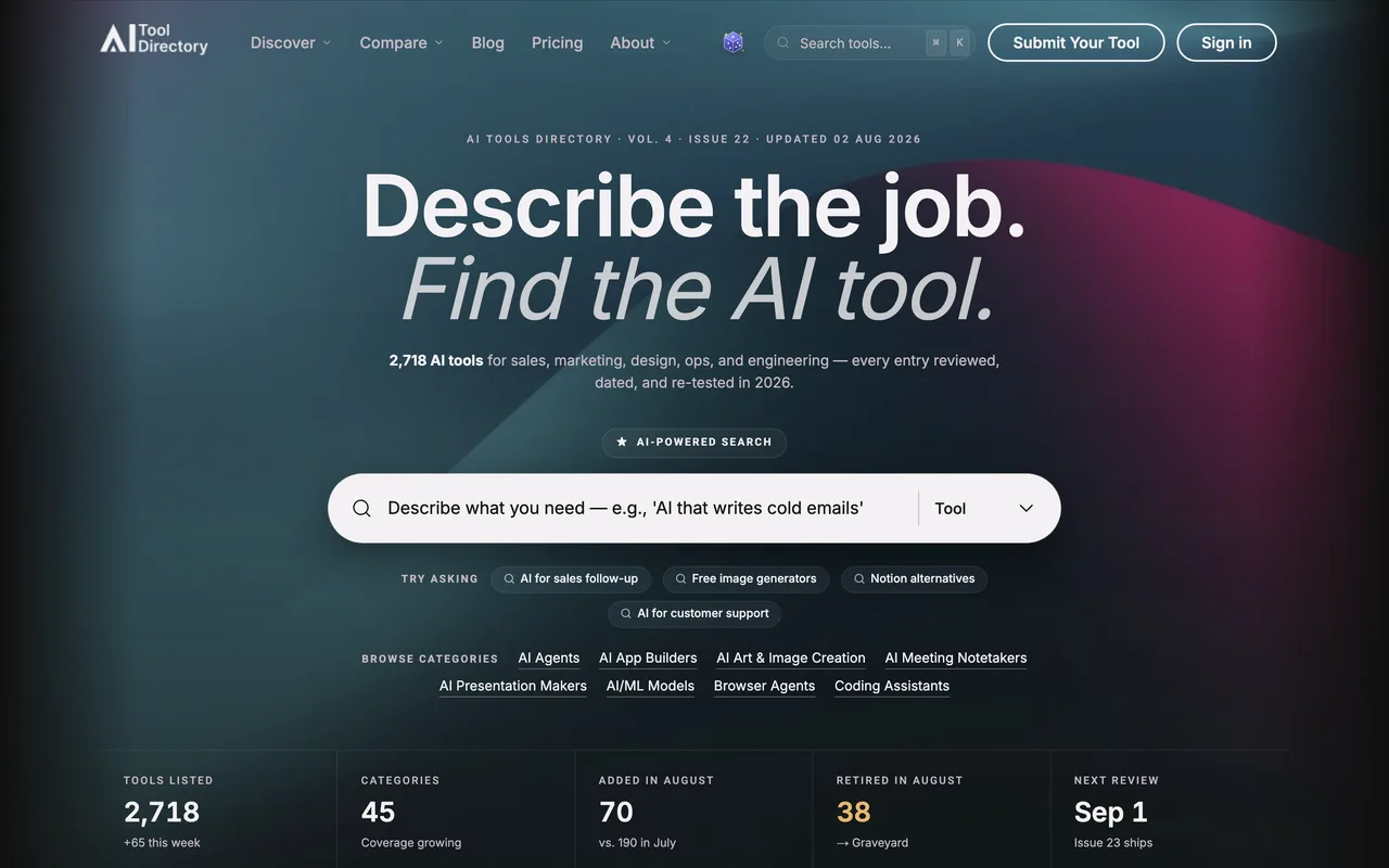 ToolDirectory.AI homepage