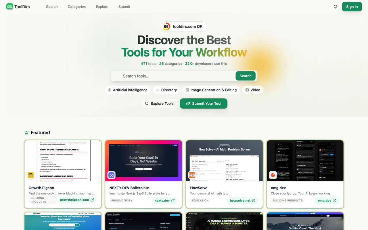 ToolDirs homepage