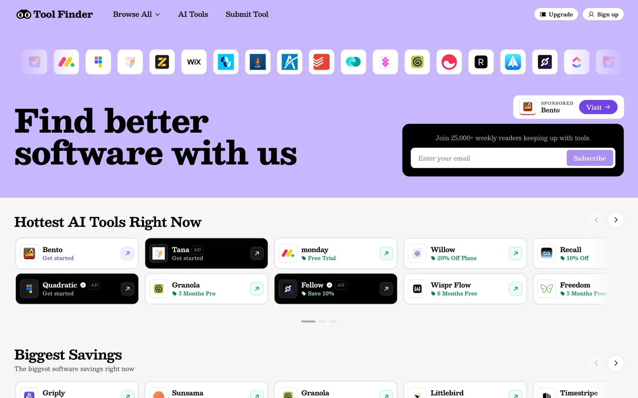 Tool Finder homepage