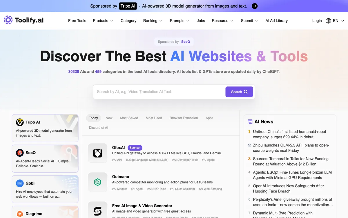 Toolify homepage