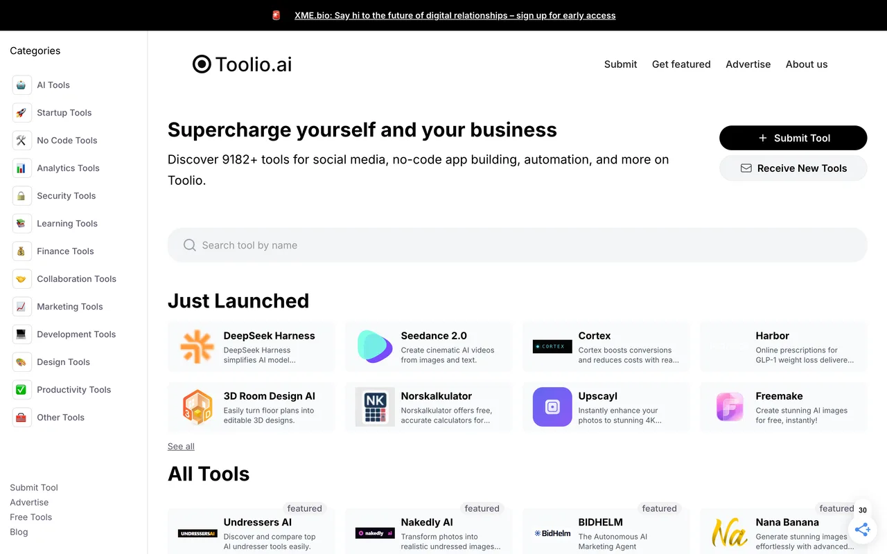 Toolio homepage
