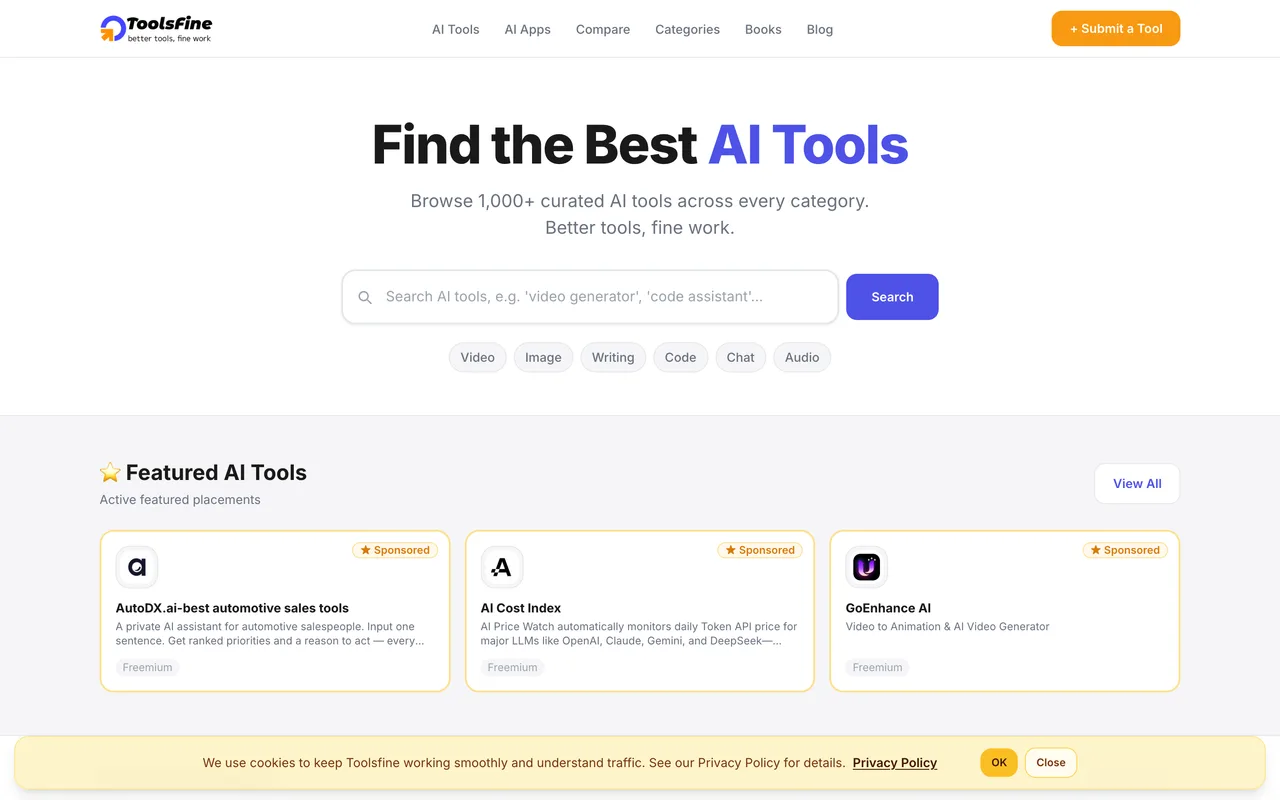 Toolsfine homepage