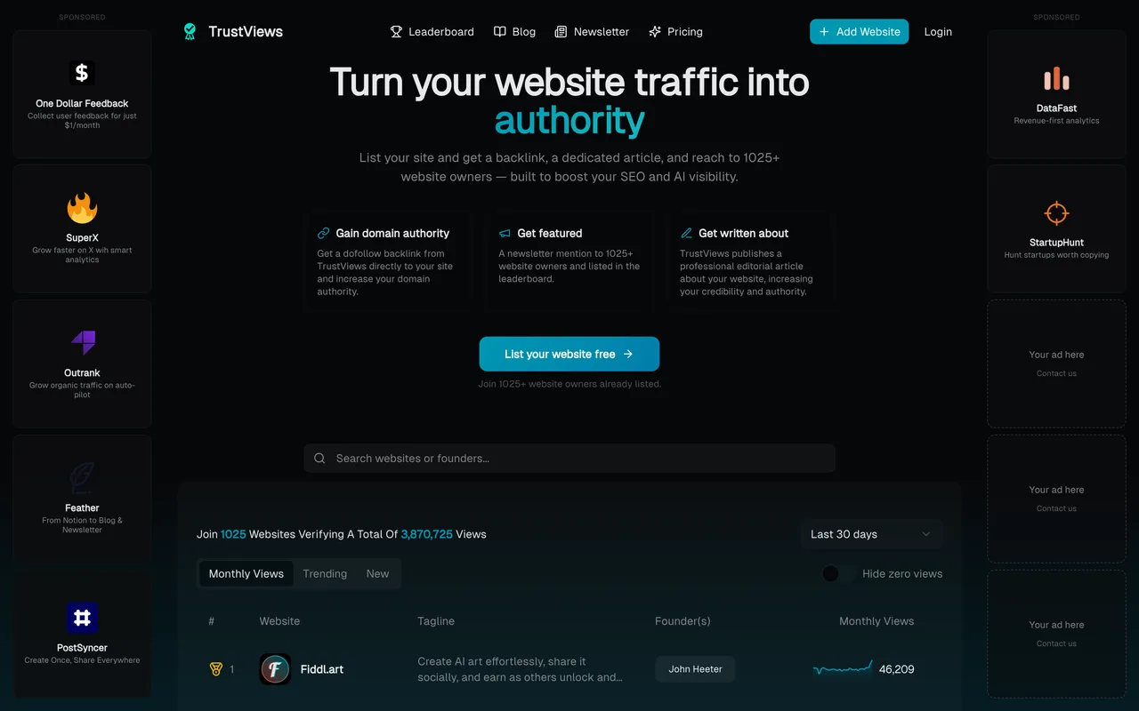 TrustViews homepage