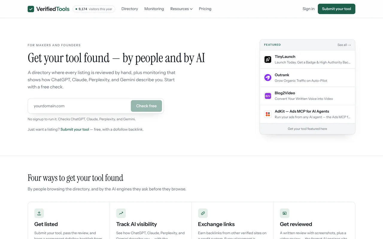 Verified Tools homepage