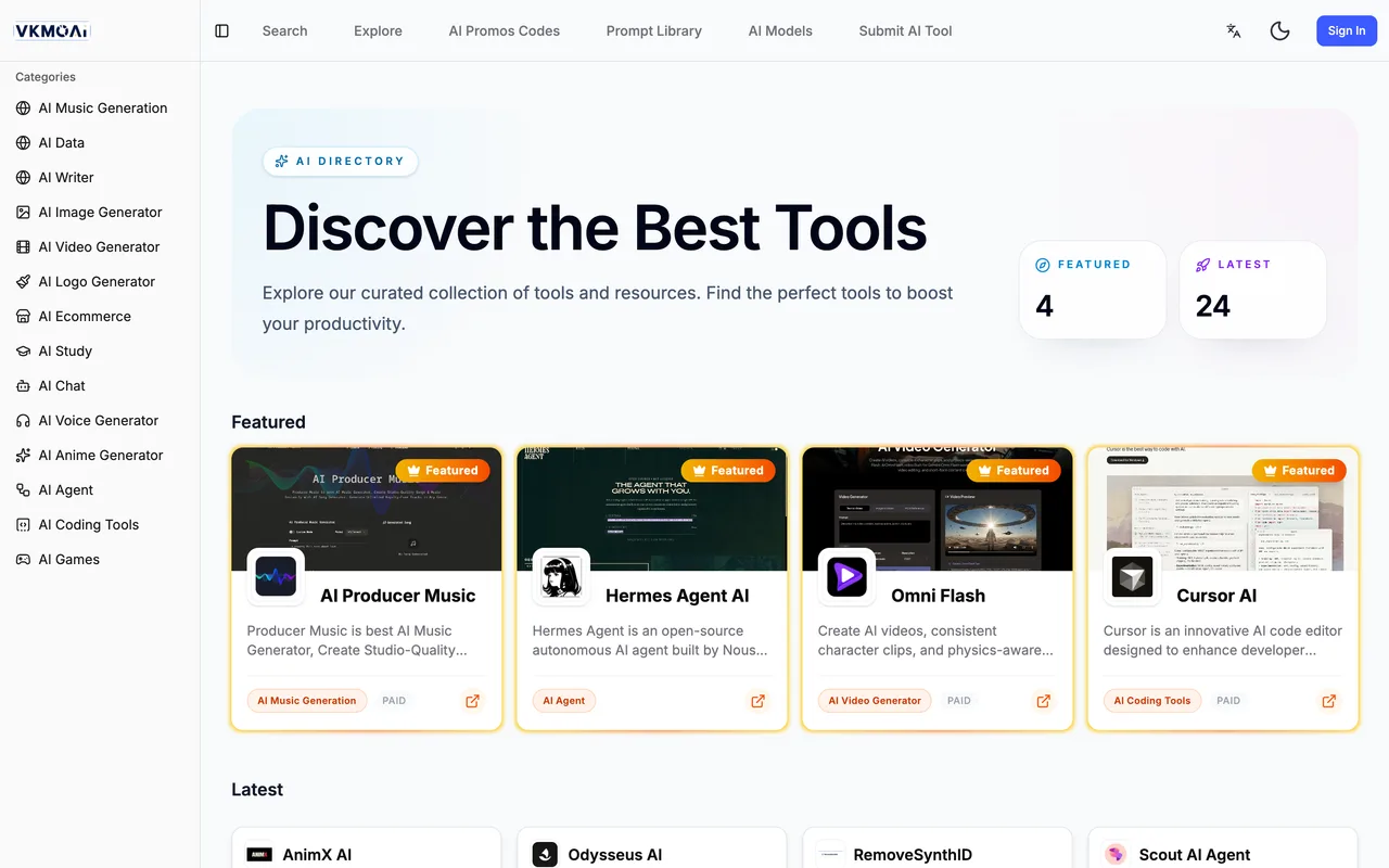 VKMO AI homepage