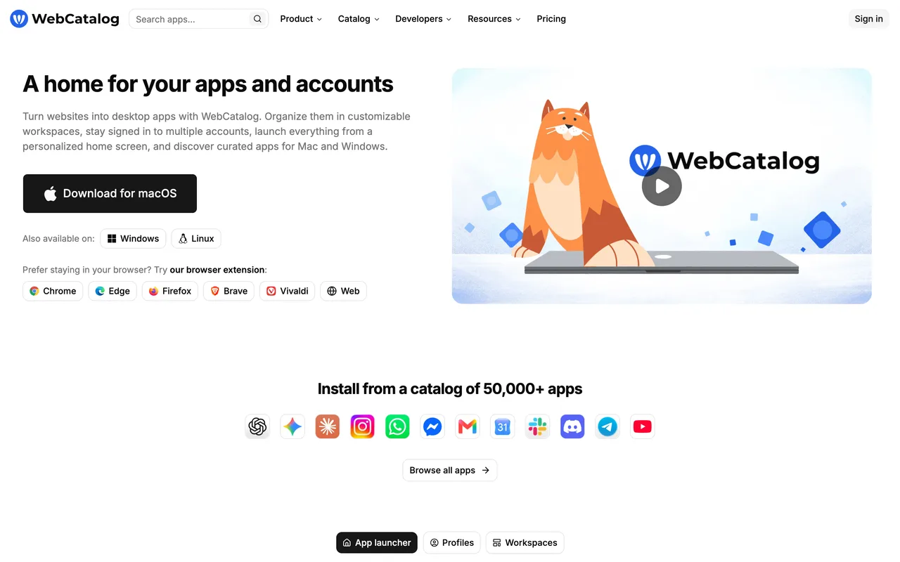 WebCatalog homepage