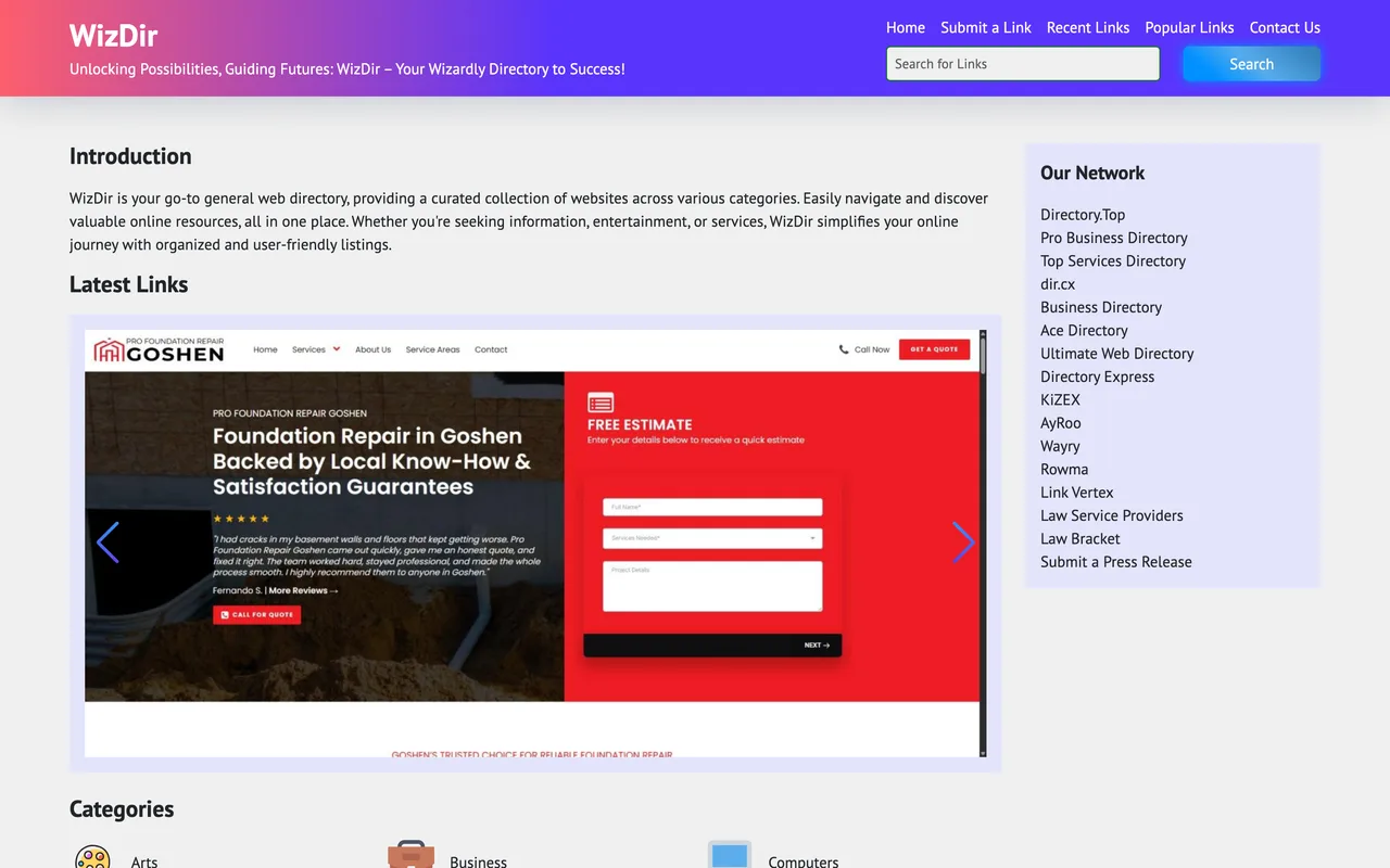 WizDir homepage