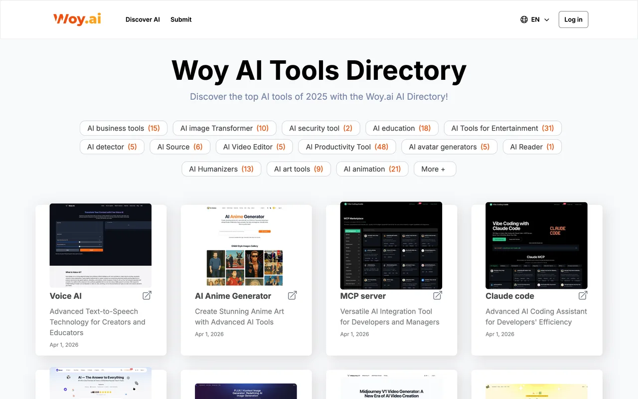 Woy AI homepage