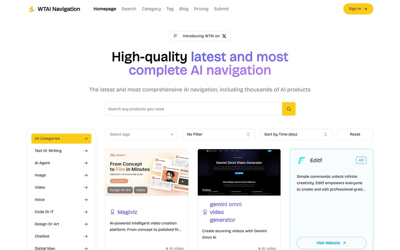 WTAI Navigation homepage