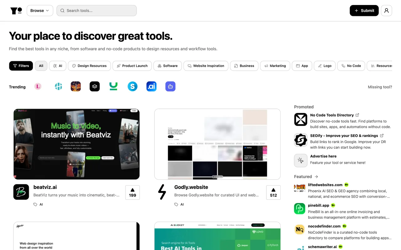 Yo.directory homepage