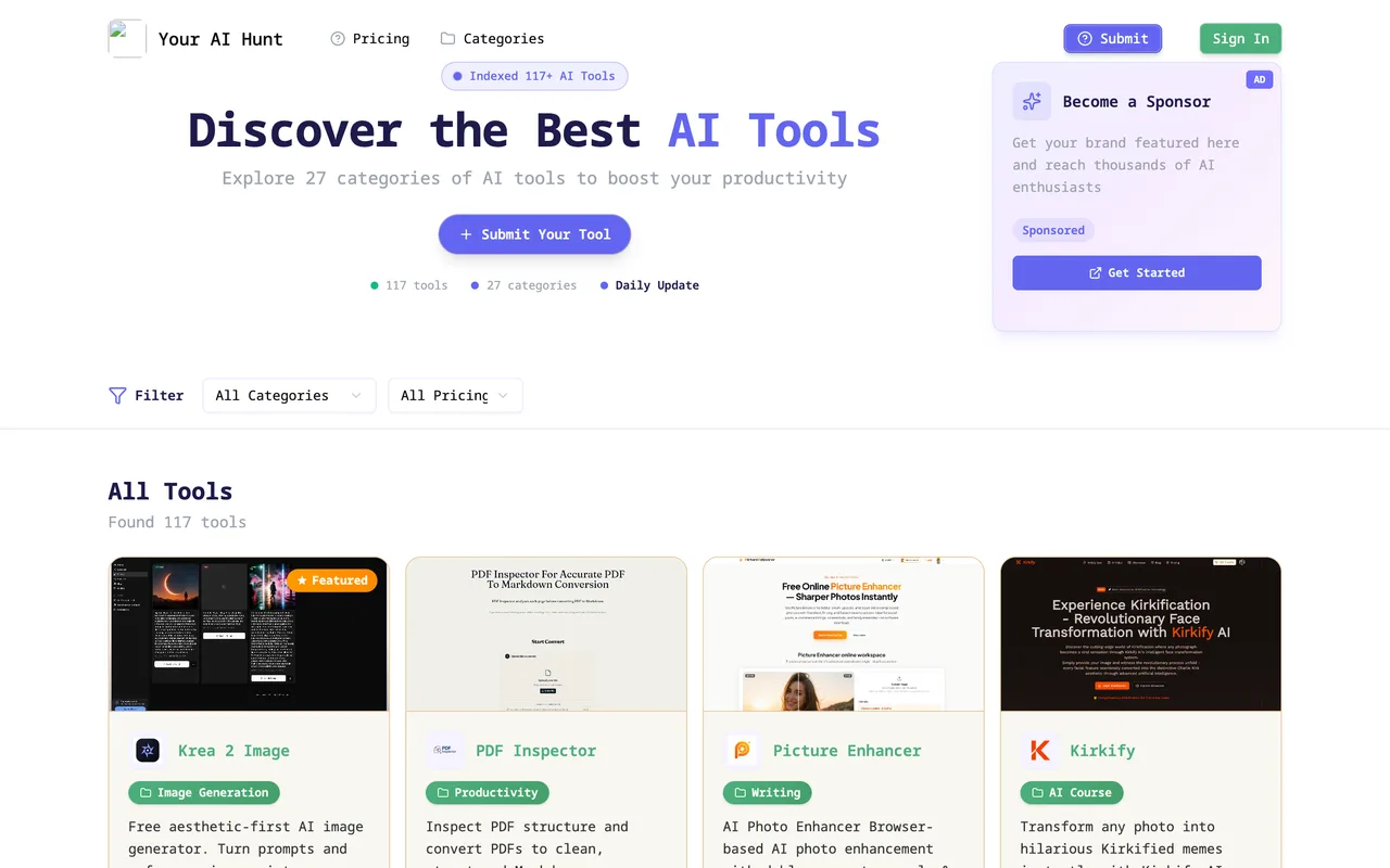 Your AI Hunt homepage